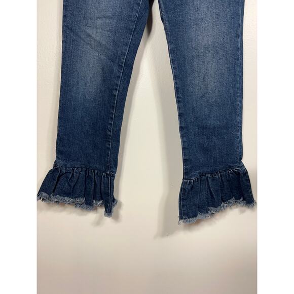 Revolve Ei8ht Dreams Denim Crop Flare Jeans 24 Boho Fray Festival - Picture 6 of 10